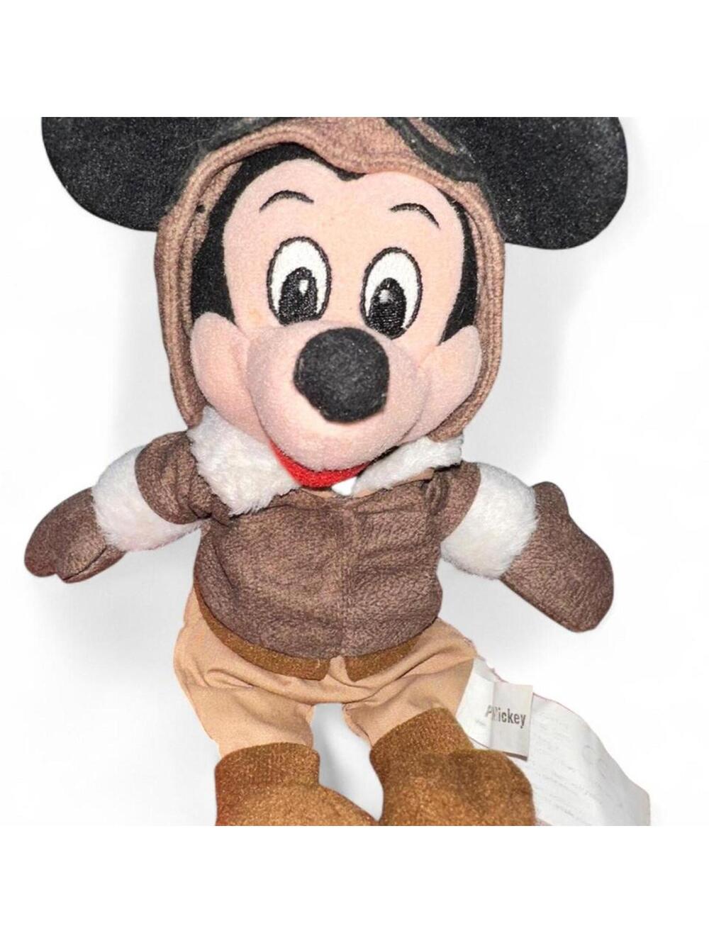 Vintage Disney Pilot Mickey Plush 9” Aviator Outfit Mattel Beanbag Plush